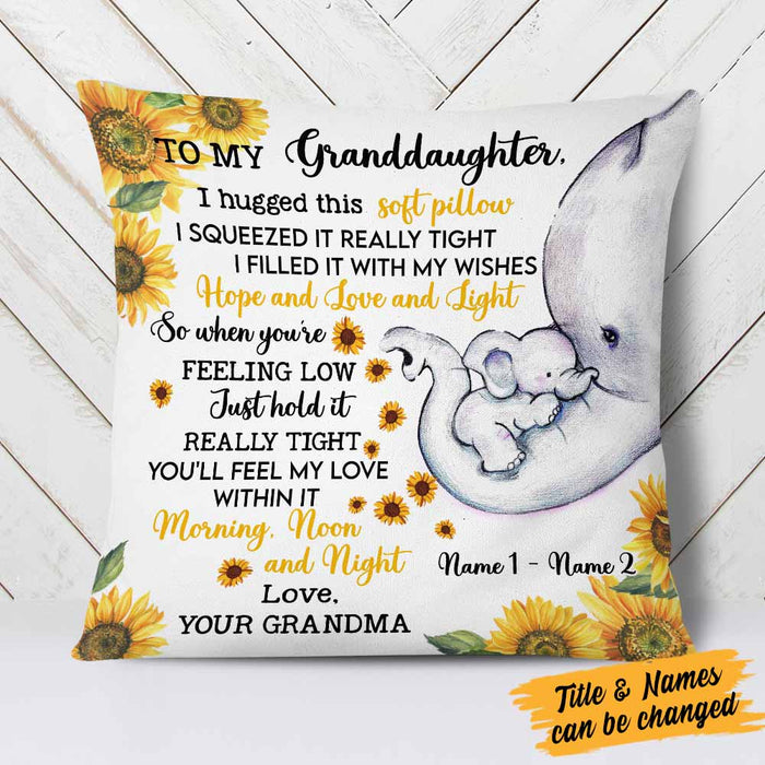 Personalized Daughter Granddaughter Elephant Sunflower Pillow DB291 87O58 1