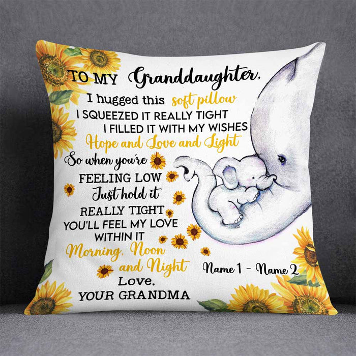 Personalized Daughter Granddaughter Elephant Sunflower Pillow DB291 87O58 1