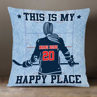 Personalized Hockey Happy Place Pillow DB302 30O34 thumb 1
