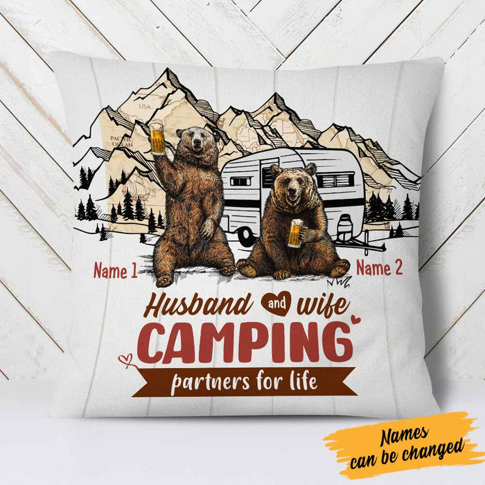 Personalized Camping Couple Love Bear Pillow DB312 26O26 1