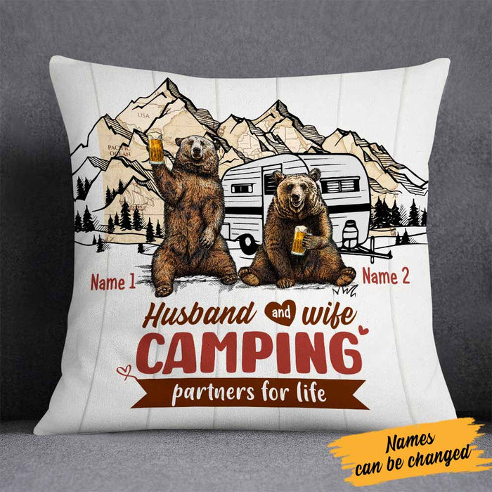 Personalized Camping Couple Love Bear Pillow DB312 26O26 1
