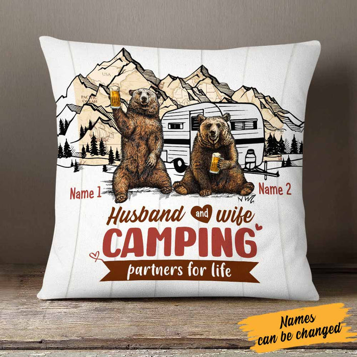 Personalized Camping Couple Love Bear Pillow DB312 26O26 1