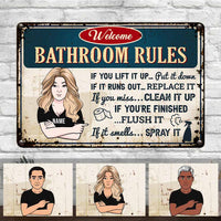 Personalized Bathroom Rules Welcome Metal Sign DB314 81O58 thumb 1