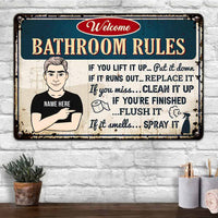 Personalized Bathroom Rules Welcome Metal Sign DB314 81O58 thumb 1