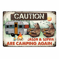 Personalized Camping Again Bear Couple Metal Sign DB315 81O34 thumb 1