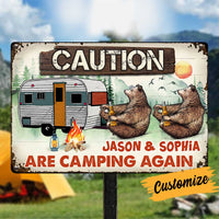 Personalized Camping Again Bear Couple Metal Sign DB315 81O34 thumb 1