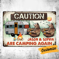 Personalized Camping Again Bear Couple Metal Sign DB315 81O34 thumb 1