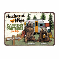 Personalized Couple Bear Husband Wife Camping Metal Sign DB317 81O58 thumb 1