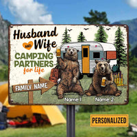 Personalized Couple Bear Husband Wife Camping Metal Sign DB317 81O58 thumb 1