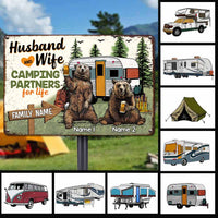 Personalized Couple Bear Husband Wife Camping Metal Sign DB317 81O58 thumb 1