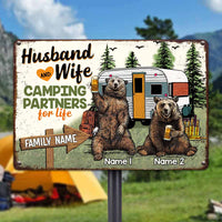 Personalized Couple Bear Husband Wife Camping Metal Sign DB317 81O58 thumb 1