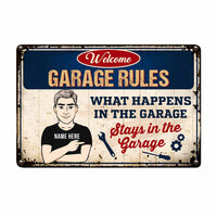 Personalized Dad Grandpa Garage What Happens Metal Sign DB318 81O58 thumb 1
