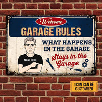 Personalized Dad Grandpa Garage What Happens Metal Sign DB318 81O58 thumb 1