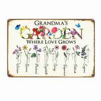 Personalized Grandma Love Garden Metal Sign DB311 24O58 thumb 1