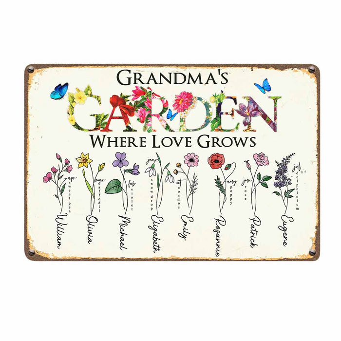 Personalized Grandma Love Garden Metal Sign DB311 24O58 1