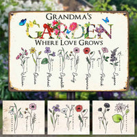 Personalized Grandma Love Garden Metal Sign DB311 24O58 thumb 1
