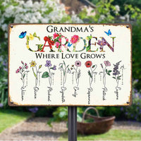 Personalized Grandma Love Garden Metal Sign DB311 24O58 thumb 1