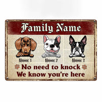 Personalized Dog Welcome No Need To Knock Metal Sign DB312 24O34 thumb 1