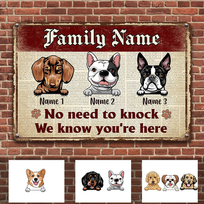 Personalized Dog Welcome No Need To Knock Metal Sign DB312 24O34 1