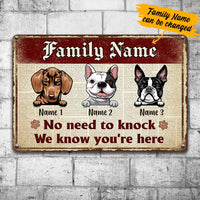 Personalized Dog Welcome No Need To Knock Metal Sign DB312 24O34 thumb 1