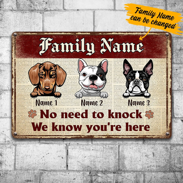 Personalized Dog Welcome No Need To Knock Metal Sign DB312 24O34 1