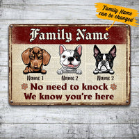 Personalized Dog Welcome No Need To Knock Metal Sign DB312 24O34 thumb 1