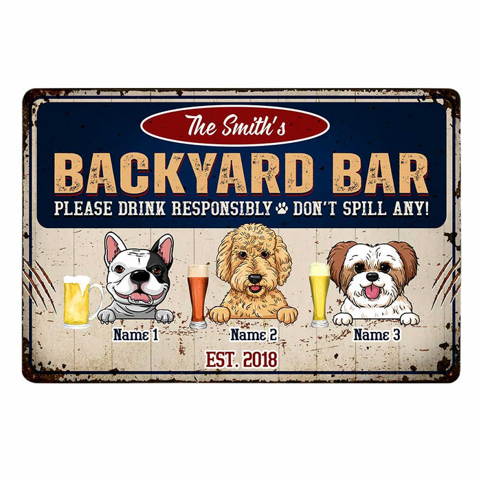 Personalized Dog Backyard Bar Vintage Metal Sign DB314 24O47 1