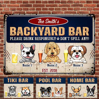 Personalized Dog Backyard Bar Vintage Metal Sign DB314 24O47 thumb 1