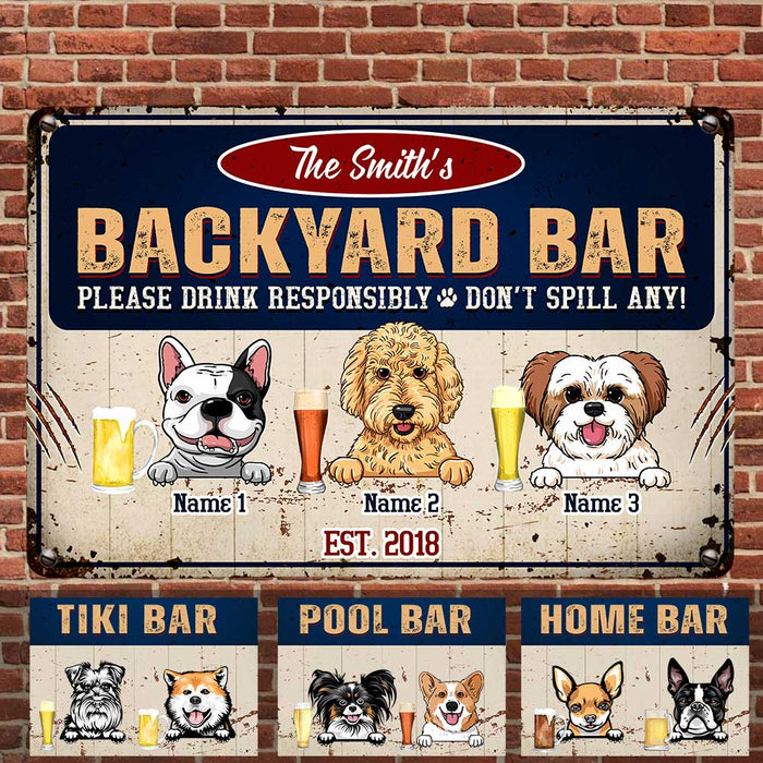 Personalized Dog Backyard Bar Vintage Metal Sign DB314 24O47 1