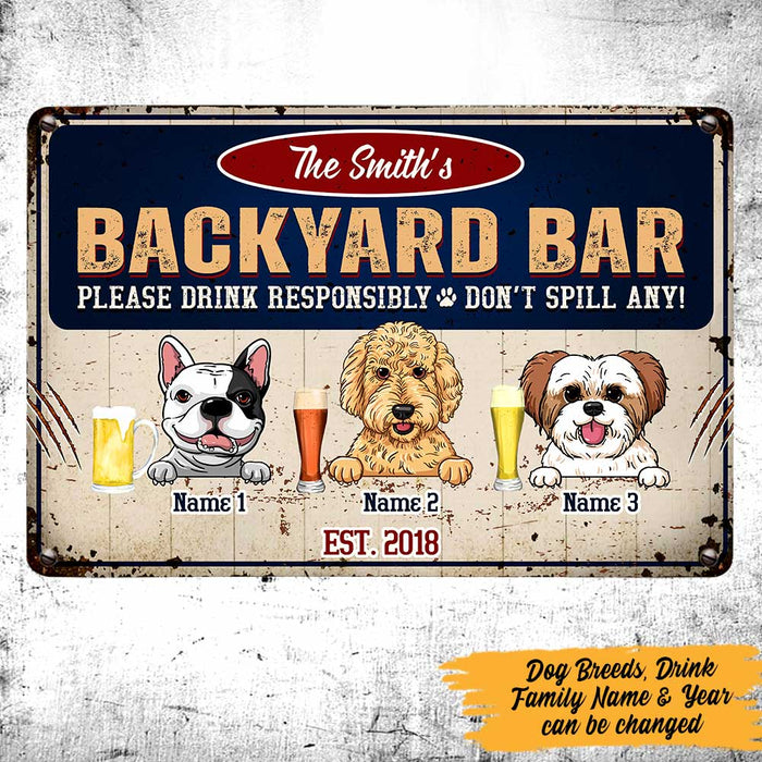 Personalized Dog Backyard Bar Vintage Metal Sign DB314 24O47 1