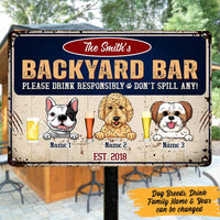 Personalized Dog Backyard Bar Vintage Metal Sign DB314 24O47 thumb 1