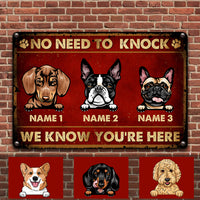 Personalized Dog Welcome No Need To Knock Metal Sign DB315 24O36 thumb 1