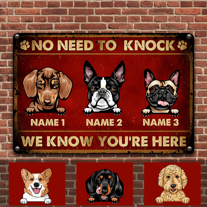Personalized Dog Welcome No Need To Knock Metal Sign DB315 24O36 1