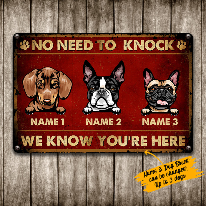 Personalized Dog Welcome No Need To Knock Metal Sign DB315 24O36 1