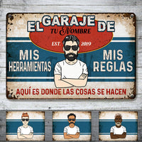 Personalized Grandpa Garage Man Cave Spanish Garaje Metal Sign DB311 87O53 thumb 1