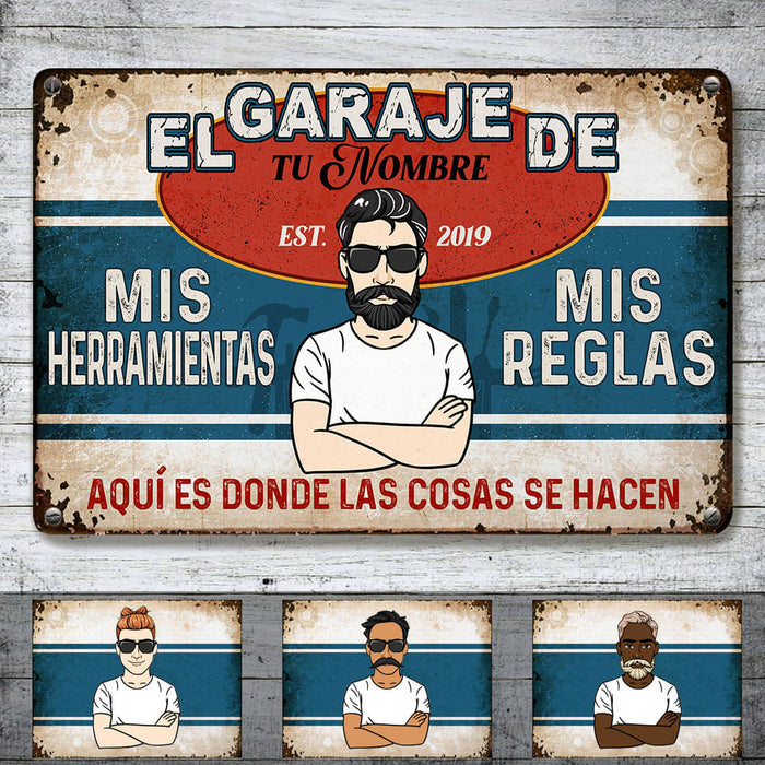 Personalized Grandpa Garage Man Cave Spanish Garaje Metal Sign DB311 87O53 1