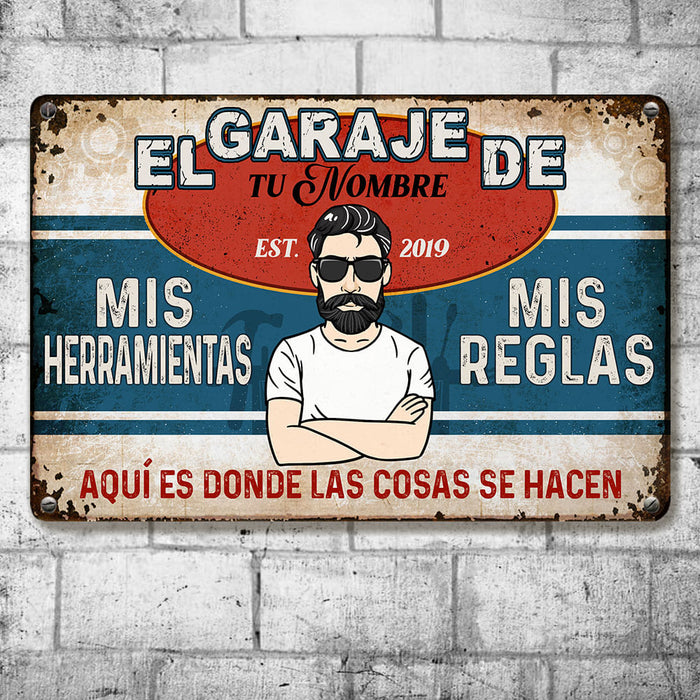 Personalized Grandpa Garage Man Cave Spanish Garaje Metal Sign DB311 87O53 1