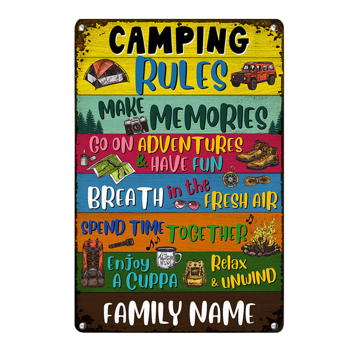 Personalized Camping Campervan Rules Metal Sign DB317 24O53 1
