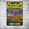 Personalized Camping Campervan Rules Metal Sign DB317 24O53 1