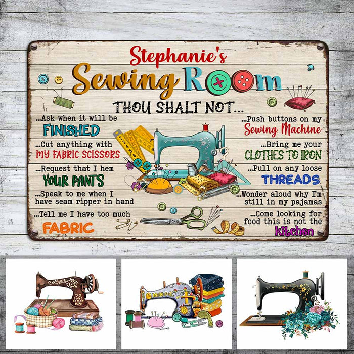 Personalized Indoor Decor Sewing Room Rules Metal Sign DB3116 81O58 1