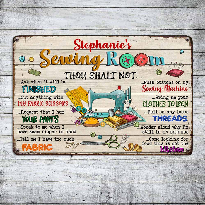 Personalized Indoor Decor Sewing Room Rules Metal Sign DB3116 81O58 1