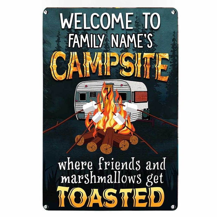Personalized Camping Campsite Marshmallow Metal Sign DB318 24O34 1
