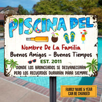 Personalized Pool Good Memories Spanish Piscina Metal Sign DB312 87O47 thumb 1