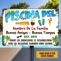 Personalized Pool Good Memories Spanish Piscina Metal Sign DB312 87O47 thumb 1