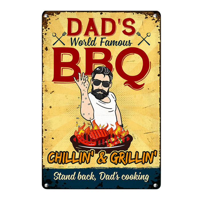 Personalized Dad Backyard Barbecue Grilling Metal Sign DB319 24O53 1