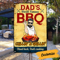Personalized Dad Backyard Barbecue Grilling Metal Sign DB319 24O53 thumb 1