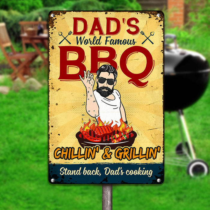 Personalized Dad Backyard Barbecue Grilling Metal Sign DB319 24O53 1
