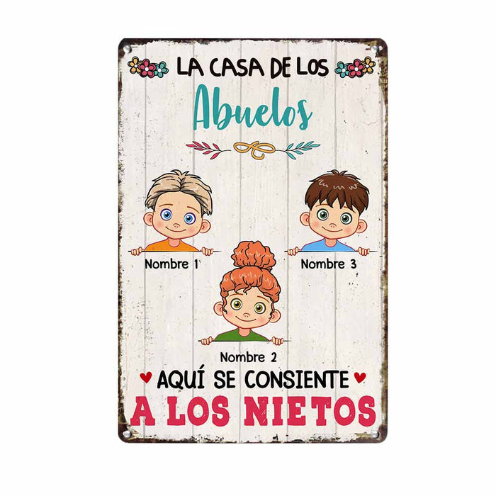 Personalized Grandma Grandparent Mom House Spanish Abuelos Metal Sign DB315 87O58 1