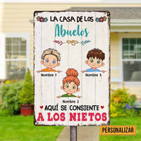 Personalized Grandma Grandparent Mom House Spanish Abuelos Metal Sign DB315 87O58 thumb 1