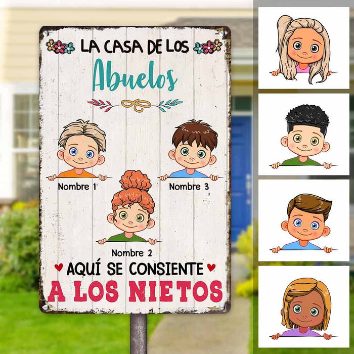 Personalized Grandma Grandparent Mom House Spanish Abuelos Metal Sign DB315 87O58 1